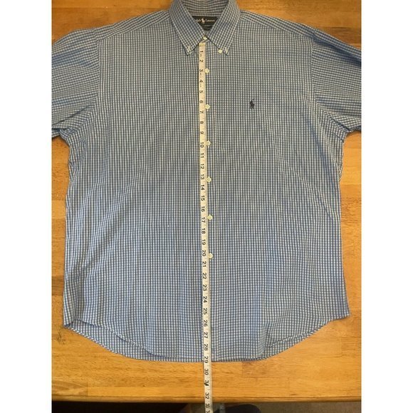 RALPH LAUREN Button Down‎ Shirt - Blake - Size L Men’s  Blue And White Check - Picture 3 of 5